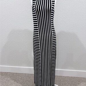 Max Studio Black and White Striped Maxi Dress